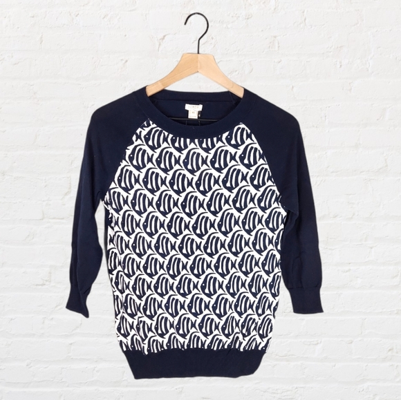J. Crew Sweaters - J.Crew Hand Printed Fish Print Sweater